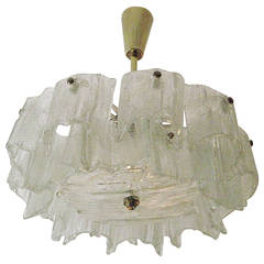 Ceiling Fixture Composed of Hand-Molded and Etched Glass Parts