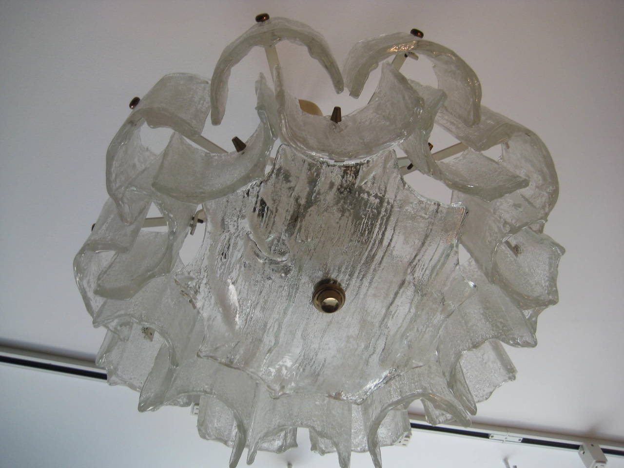 Ceiling Fixture Composed of Hand-Molded and Etched Glass Parts