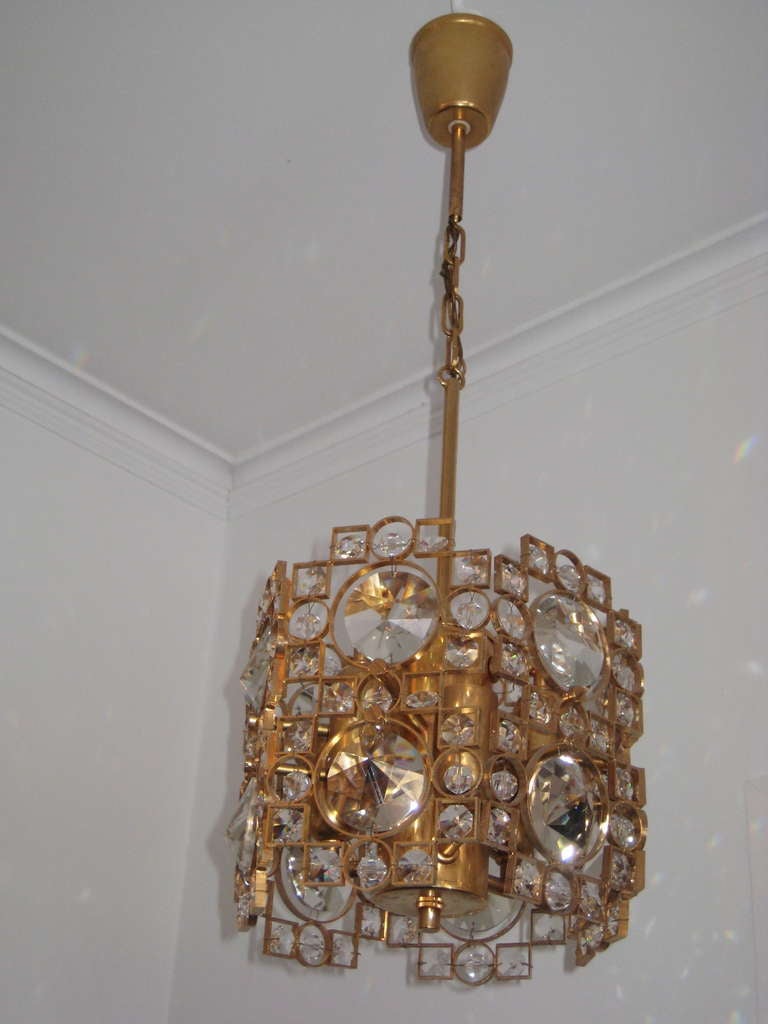 1950's Crystal Encrusted Pendant Light