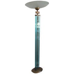 Fontana Arte 1940's Glass and Bronze Floor Lamp