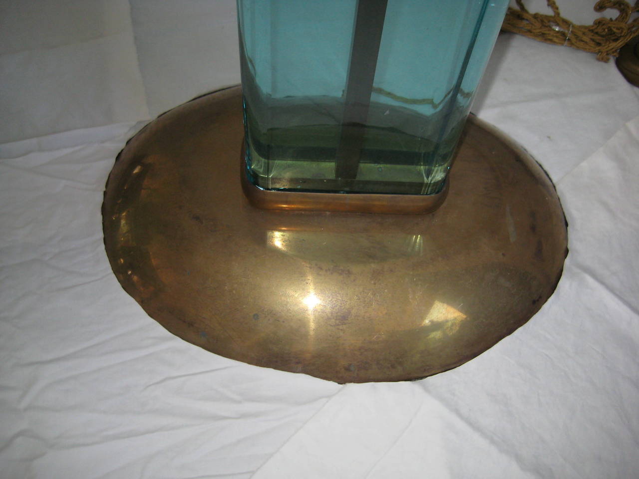 Cast Fontana Arte 1940's Glass and Bronze Floor Lamp For Sale