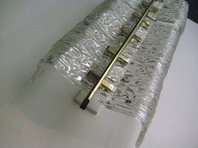 Mid-Century Modern Large Austrian Cast Glass Sconces For Sale