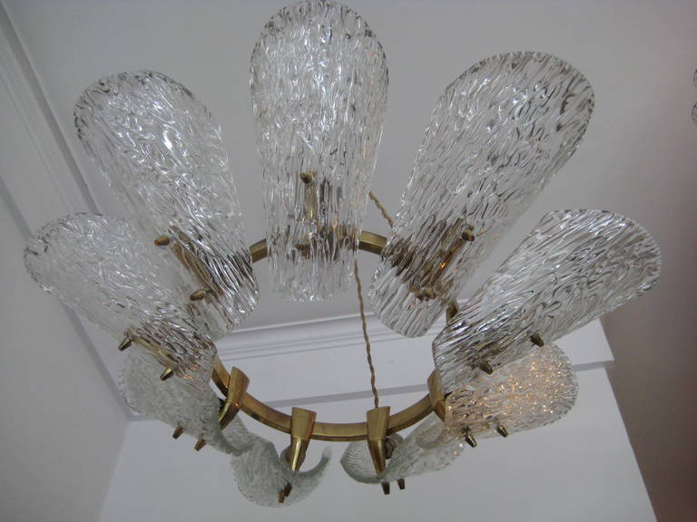 Austrian Textured Cast Glass Chandelier