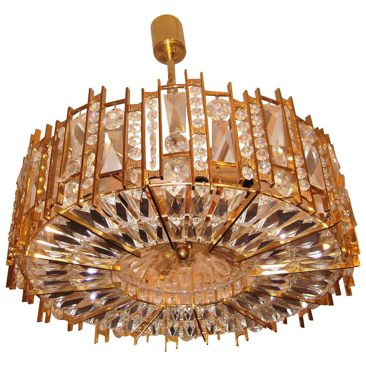 Gilded Crystal Chandelier Mounted with Superior Quality Crystals For Sale