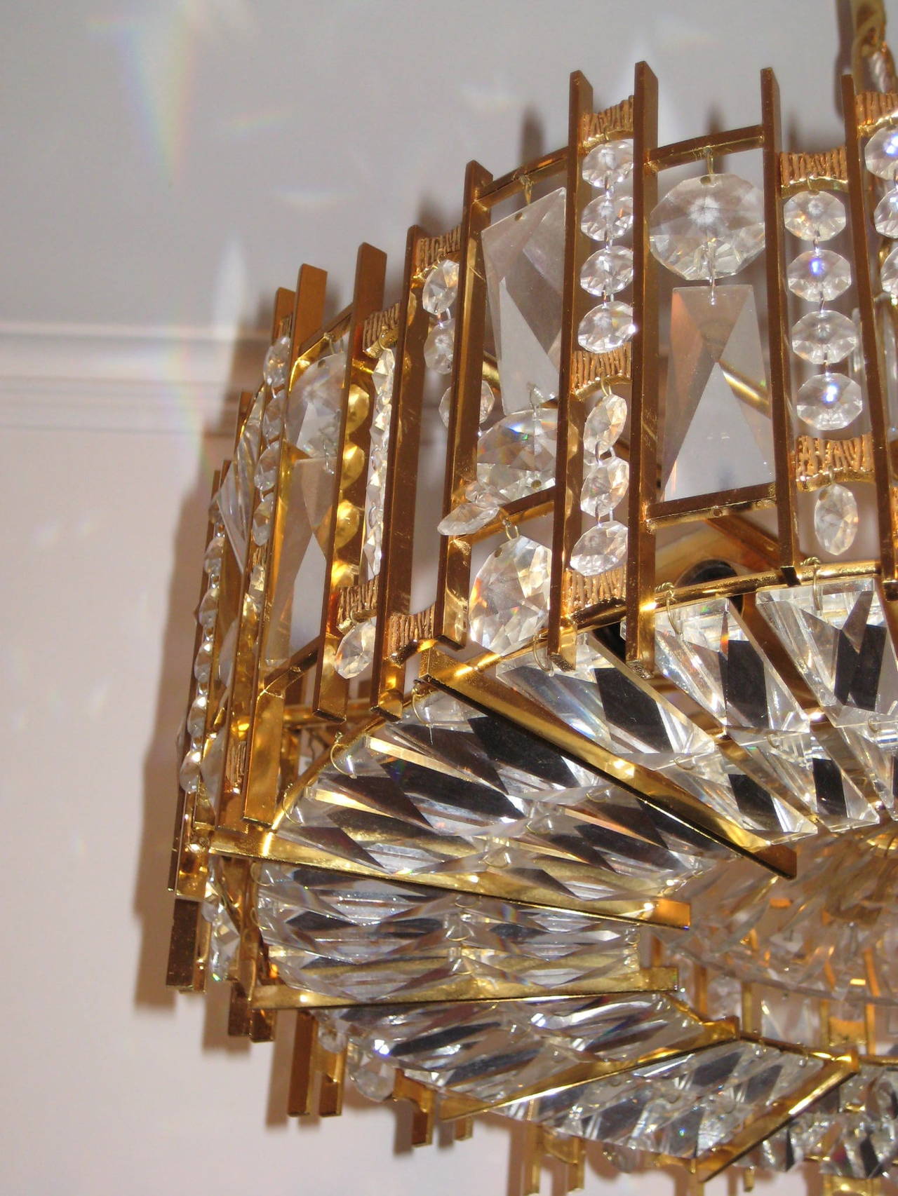 German Gilded Crystal Chandelier Mounted with Superior Quality Crystals For Sale