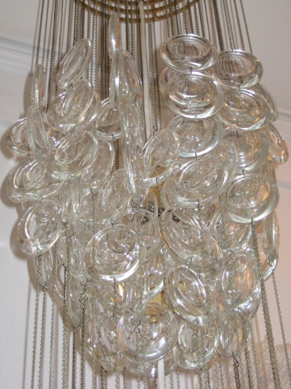 20th Century A Very Fine Chandelier Composed of Polished Glass Disks