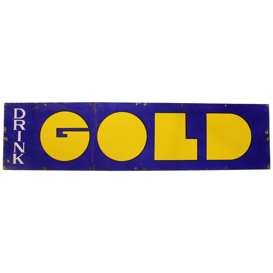 1960's Original Advertising Porcelain Sign " Drink Gold "
