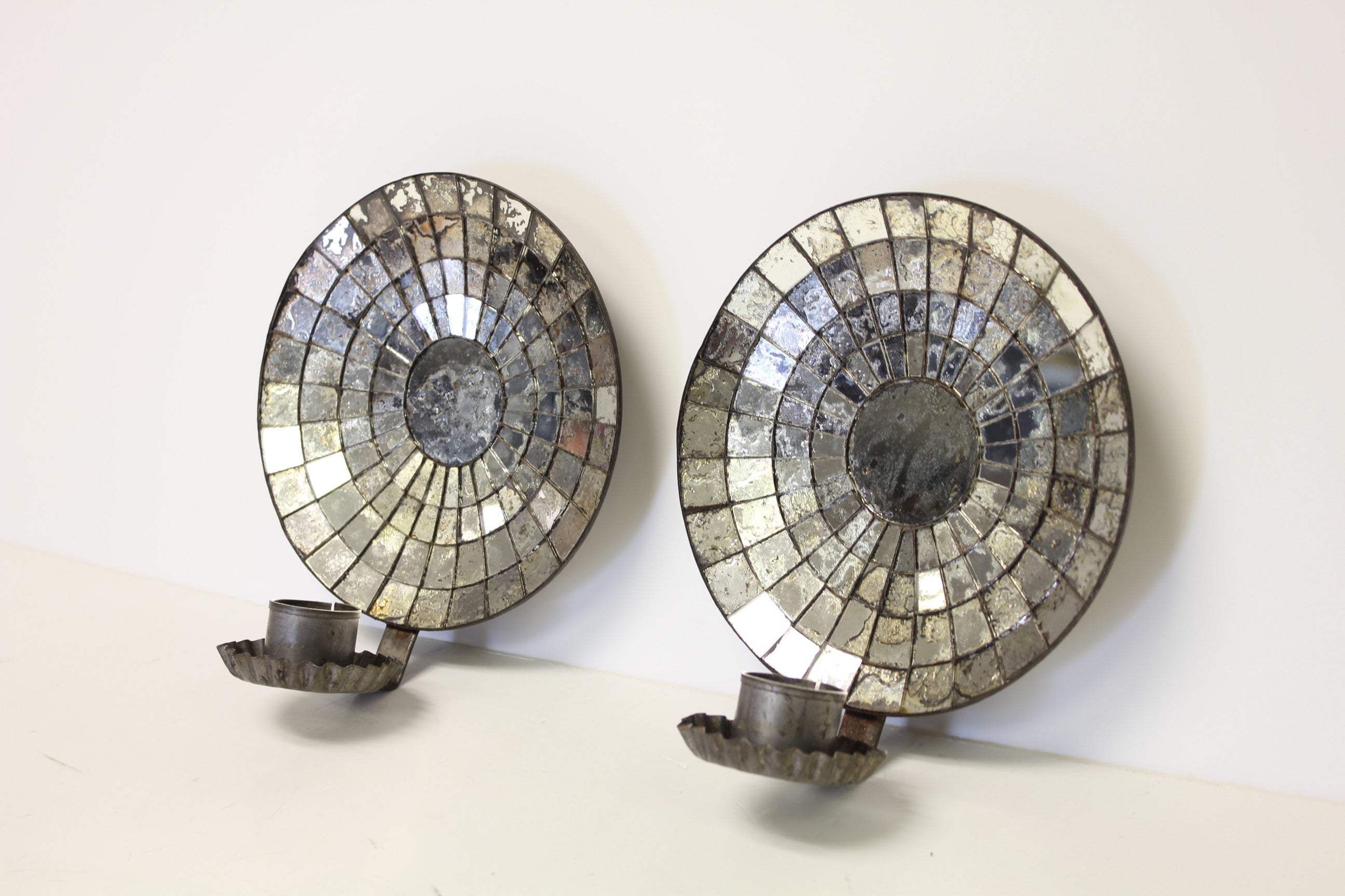 1900's English Mirrored Wall Sconces