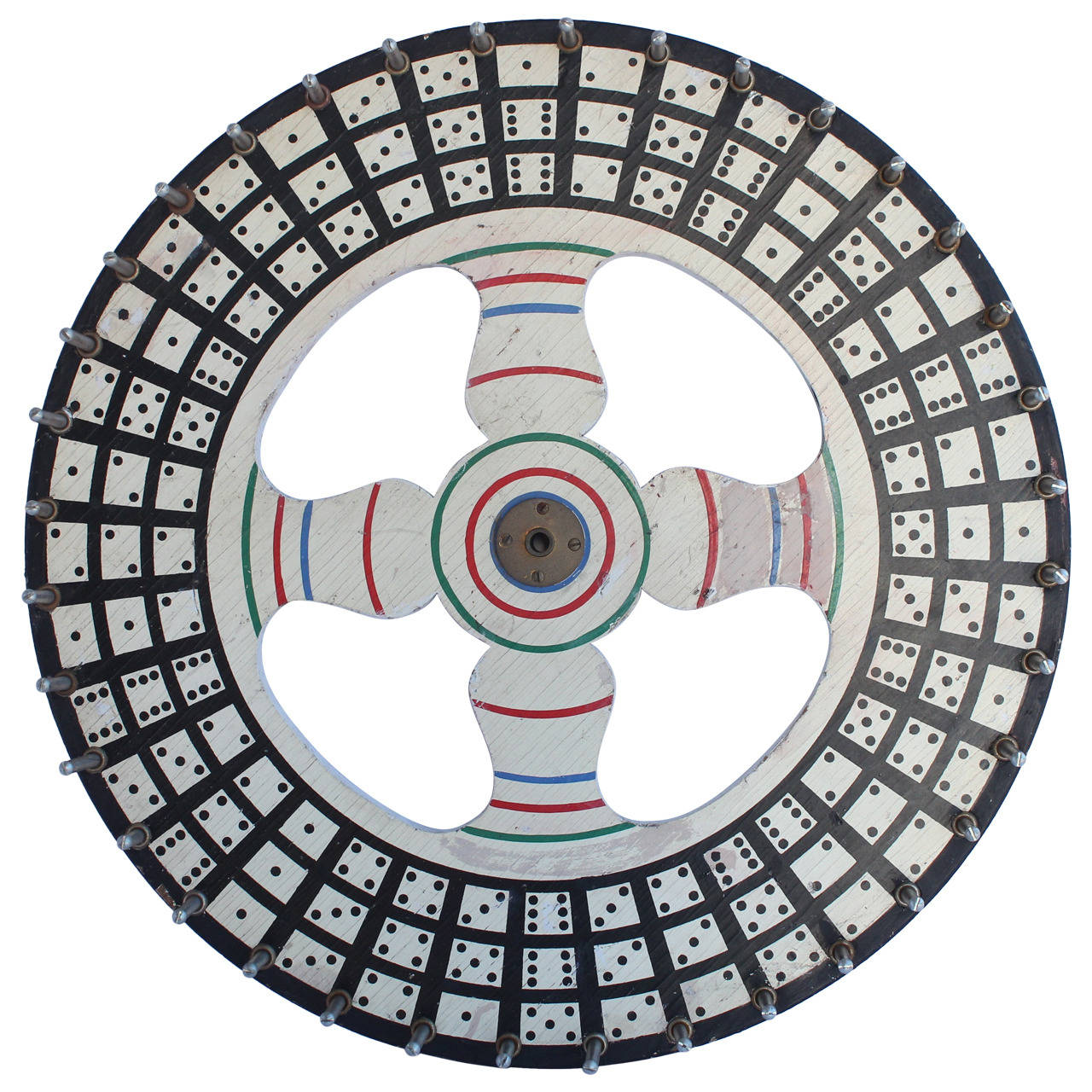 1930's Hand Painted Black Dice Game Wheel For Sale at 1stDibs