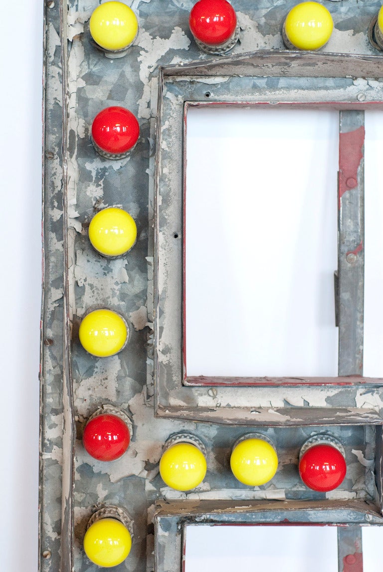 Industrial 1930's Theater Marquee Illuminated Letter F