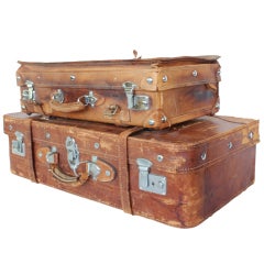 Antique English Leather Suitcases