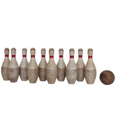 Vintage Wooden Bowling Set