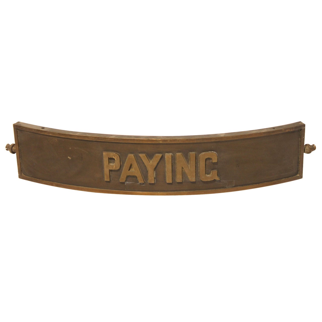 Antique Bronze Sign " Paying " For Sale