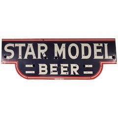 1930s Star Model Beer Advertising Porcelain Sign
