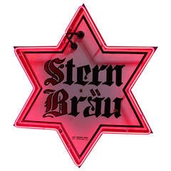 1930s Porcelain Neon Stern Brau Beer Sign