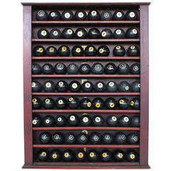 Collection of Antique Billiards "8" Balls and Wooden Rack