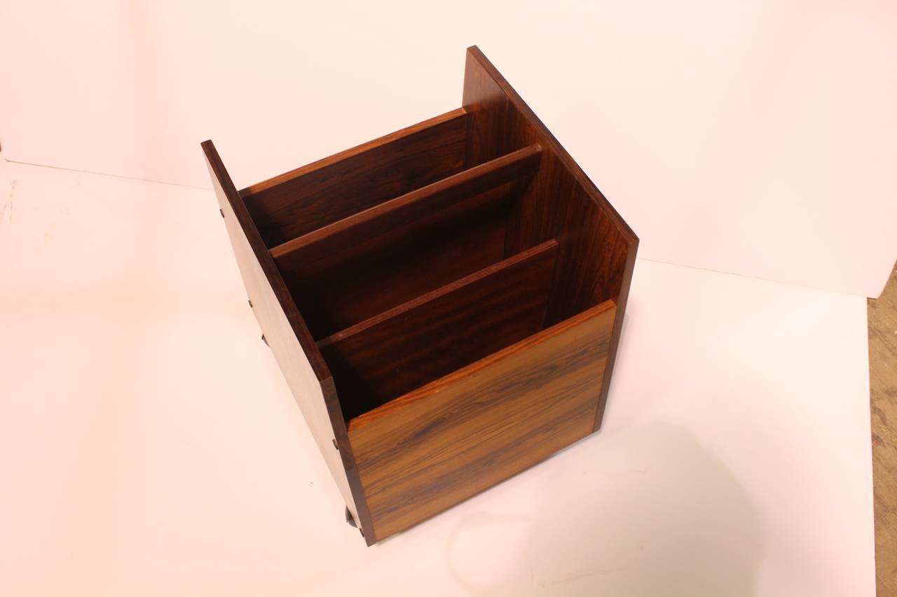 Mid-Century Rosewood Magazine Holder by Rolf Hesland for Bruksbo In Good Condition For Sale In Chicago, IL
