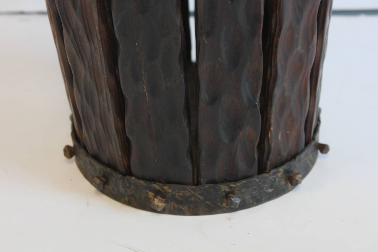 Early 20th Century Tall 1920s Wood and Iron Umbrella Stand