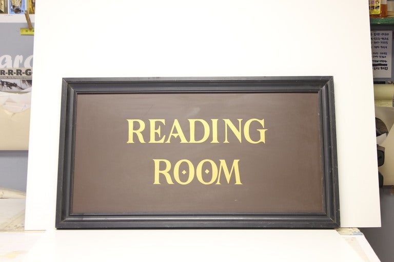 1930's hand painted Library sign 