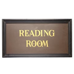 1930's Hand Painted Library Sign " Reading Room "