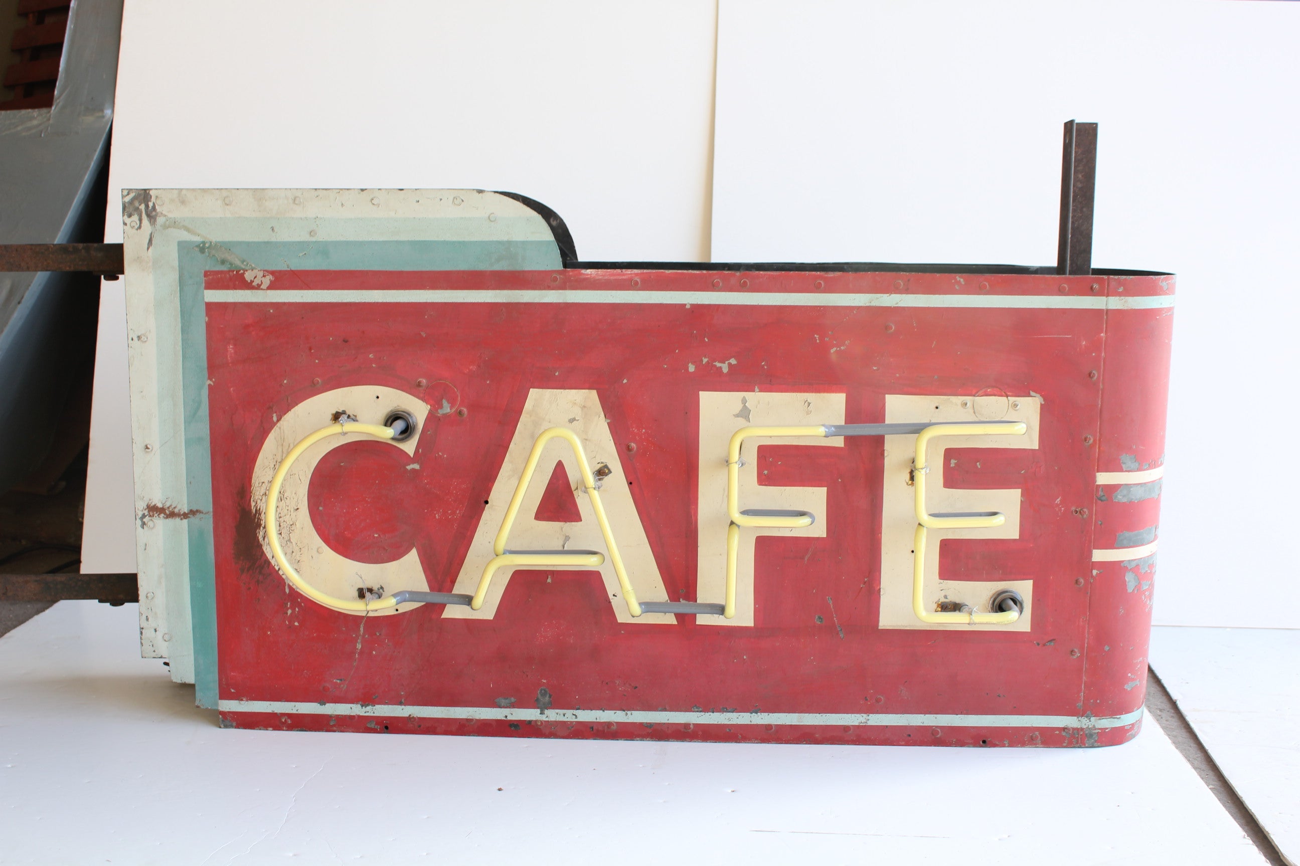 1930's Art Deco Hanging Double Sided " Cafe " Can Sign