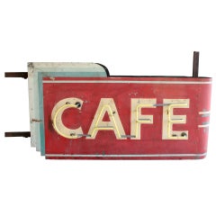 Vintage 1930's Art Deco Hanging Double Sided " Cafe " Can Sign