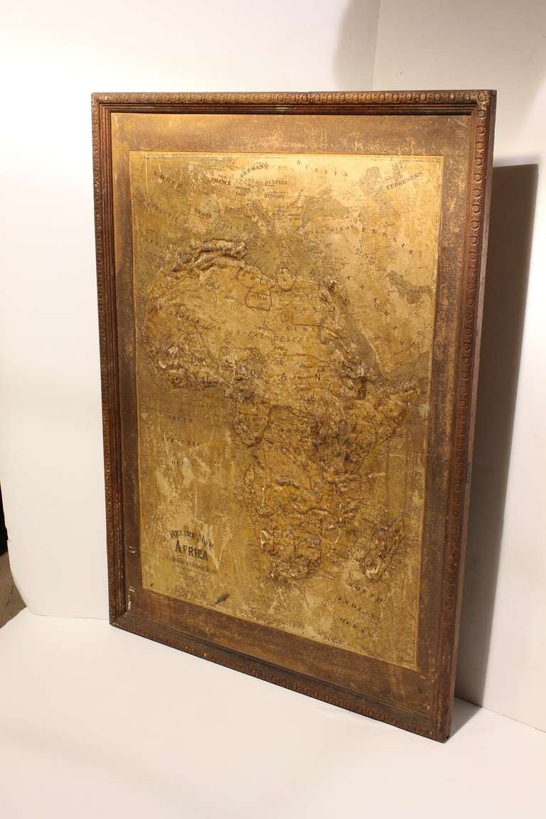 Large late 1800's raised relief map of Africa made by Central School Supply House.