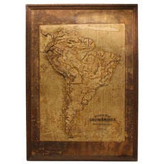 Large Late 1800's Raised Relief Map Of South America