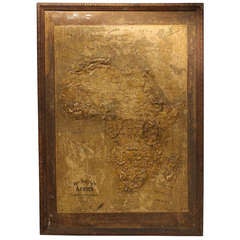 Large 1800's Raised Relief Map Of Africa