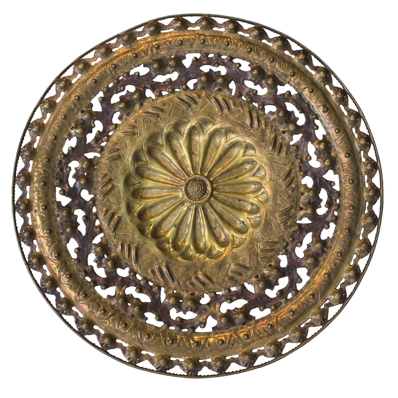 Over Sized Decorative Brass Plate For Sale