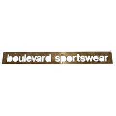 Vintage Brass Department Store Sign " Boulevard Sportswear "