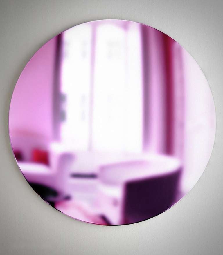 Custom Made Round Mirror " Pink Rosa " at 1stDibs