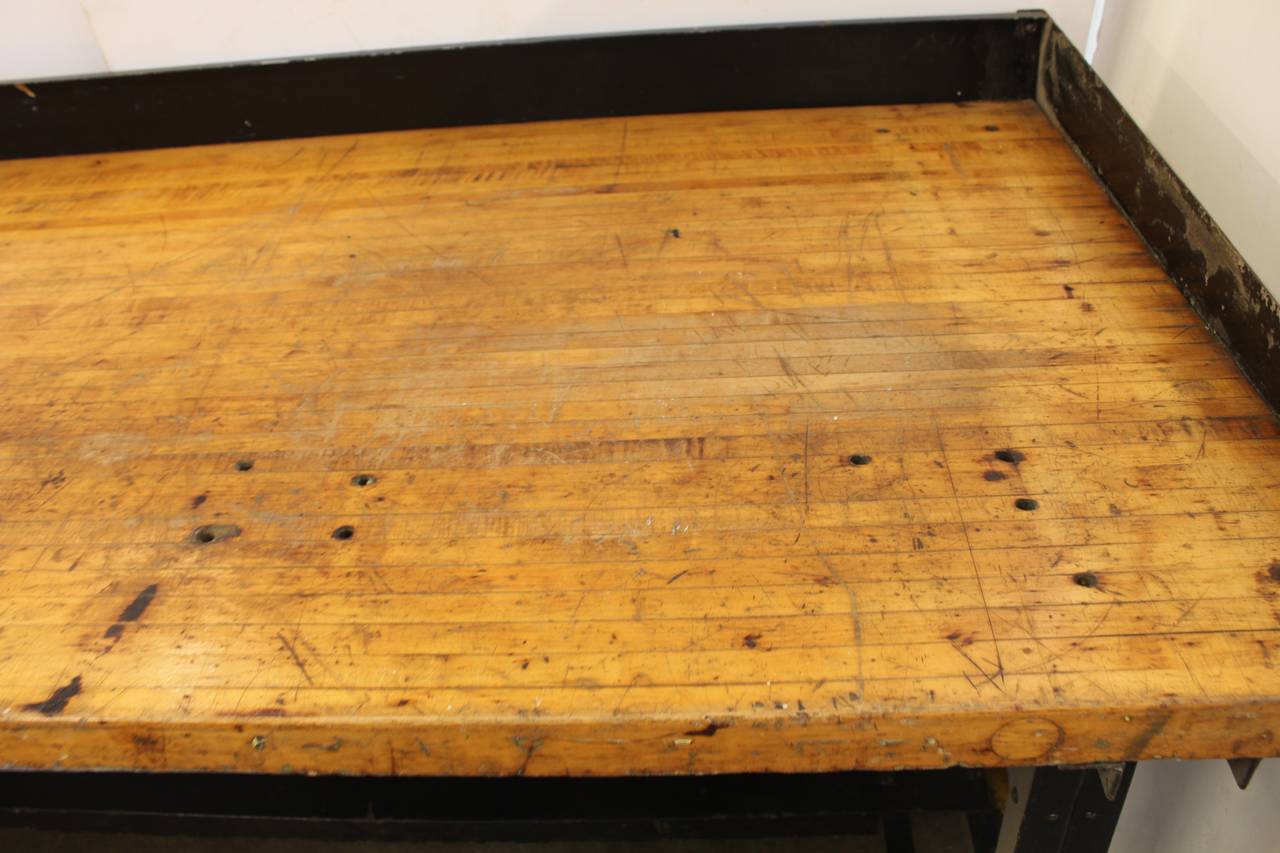 Vintage Industrial Work Table In Good Condition In Chicago, IL