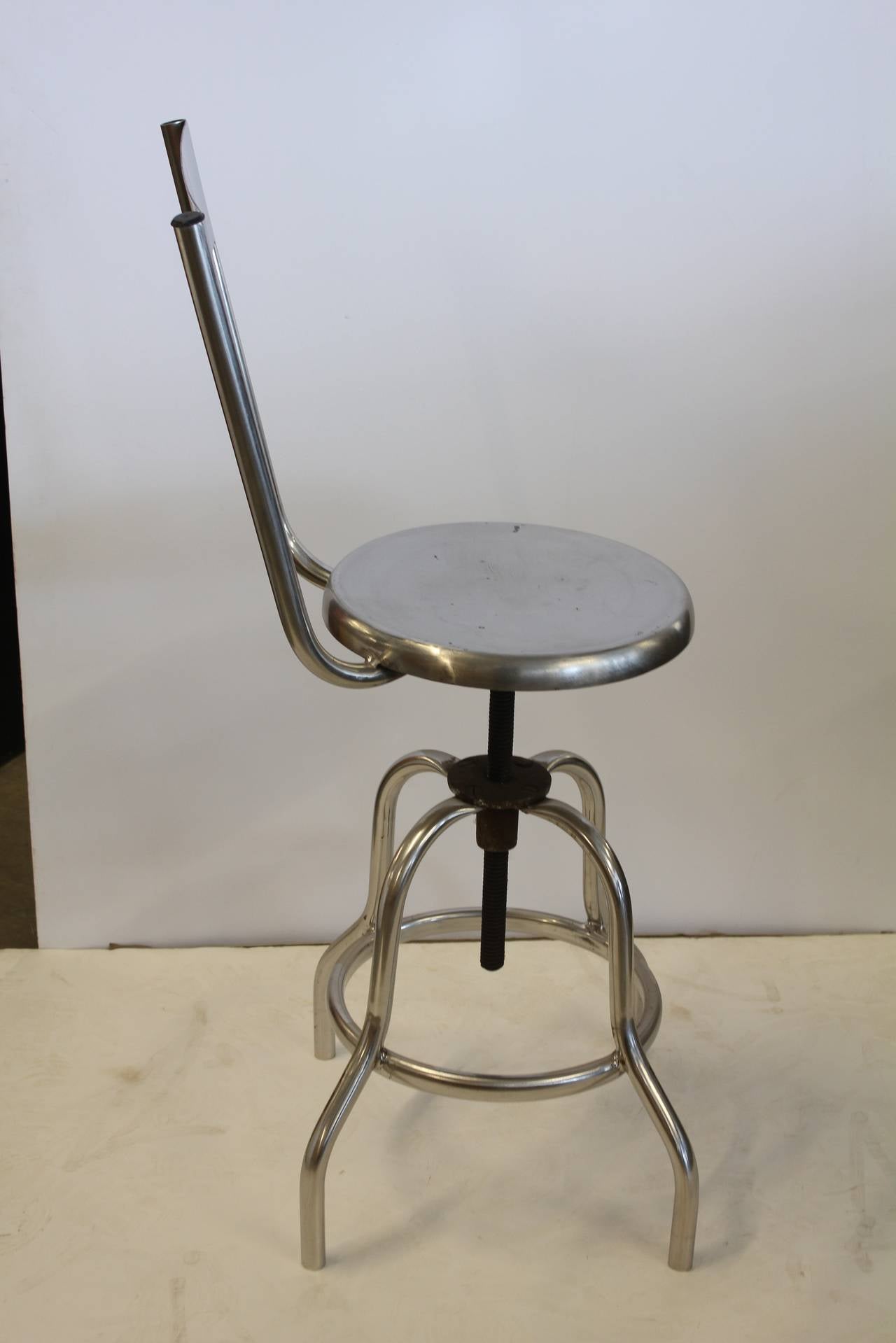 North American Vintage Industrial Swivel Adjustable Stool For Sale