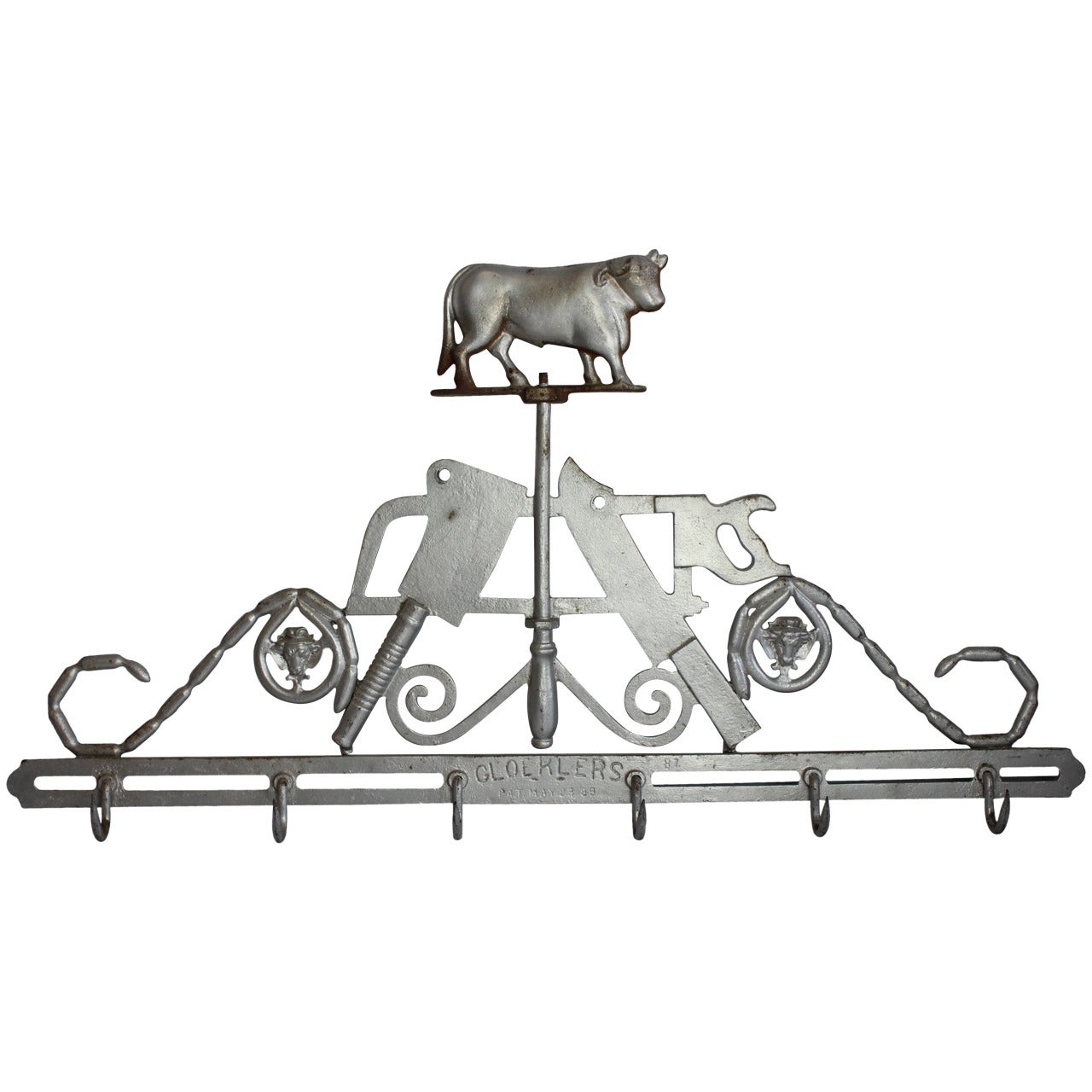 Rare Antique Cast Iron Butcher Trade Sign by Gloekler