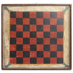 Antique American Folk Art Checker Game Board