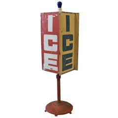 Large Vintage Four-Sided Light Up Ice Sign