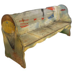 Antique 1920s Folk Art Zeppelin Bench
