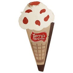 Retro Tall Hand-Painted Double-Sided Ice Cream Cone Sign