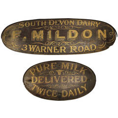 Antique English Hand-Painted Dairy Signs
