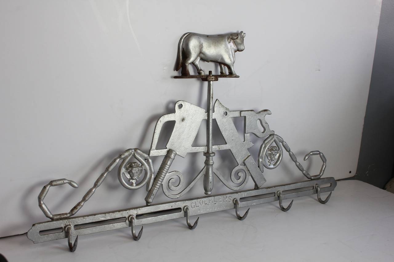 Folk Art Rare Antique Cast Iron Butcher Trade Sign by Gloekler