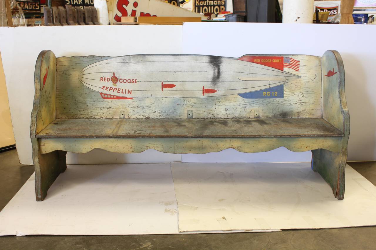 American 1920s Folk Art Zeppelin Bench