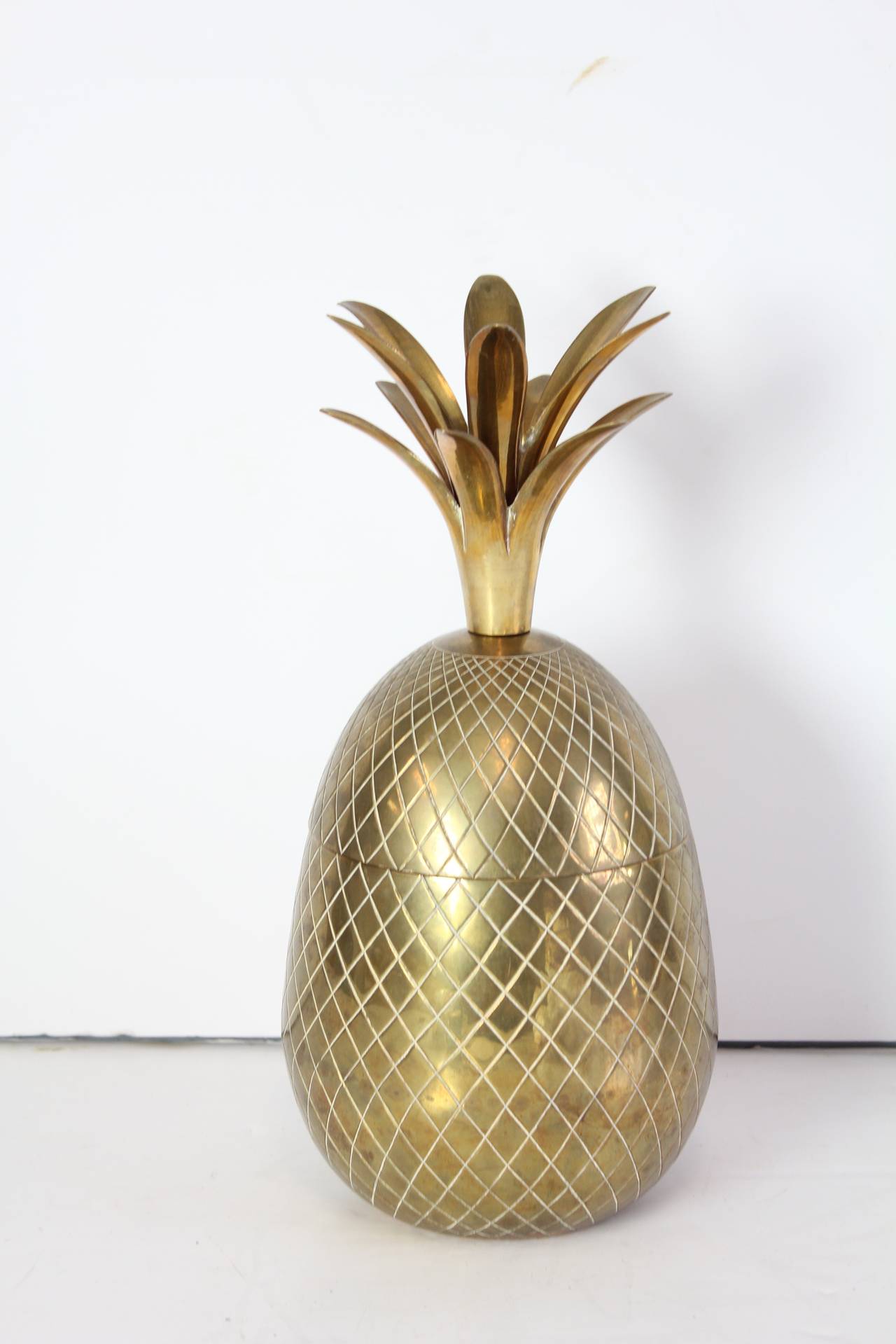 Large MidCentury Brass Pineapple Ice Bucket or Box at 1stDibs