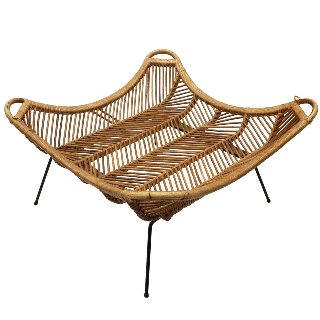 Large Rattan & Iron Coffee Table In Style Of Janine Abraham & Dirk Jan Rol For Sale