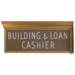 Antique 1900s Brass Light Up Sign "Building & Loan Cashier"