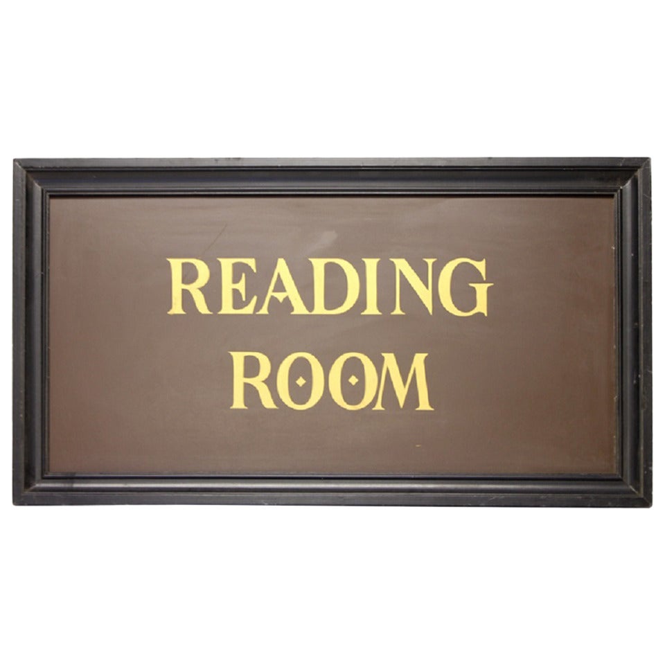 1930s Hand-Painted Library Sign "Reading Room"