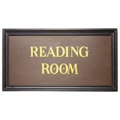 1930s Hand-Painted Library Sign "Reading Room"