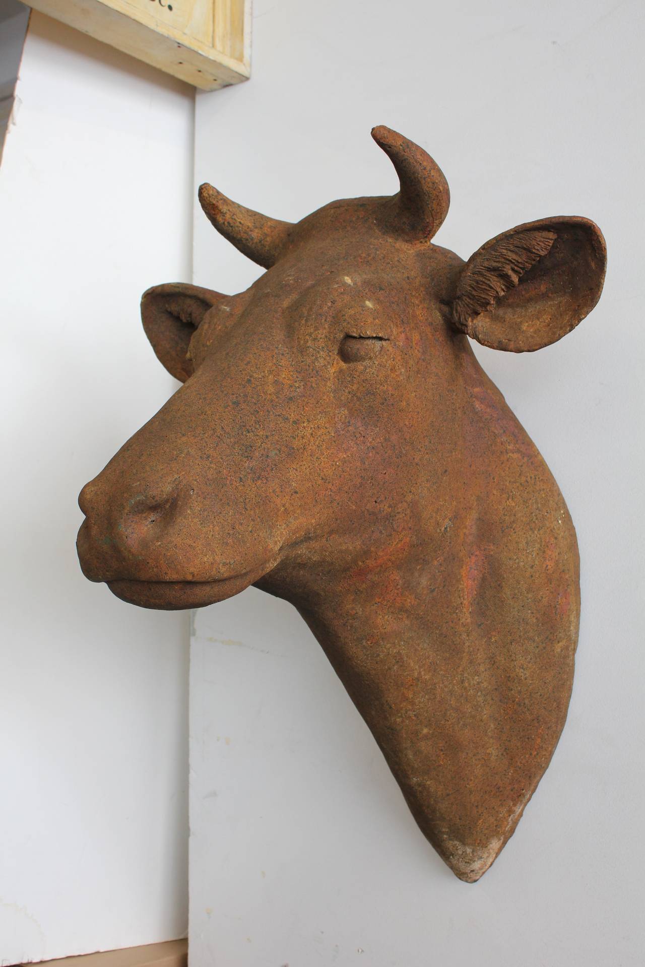 Folk Art Vintage Lifesize Bull Head Trade Sign