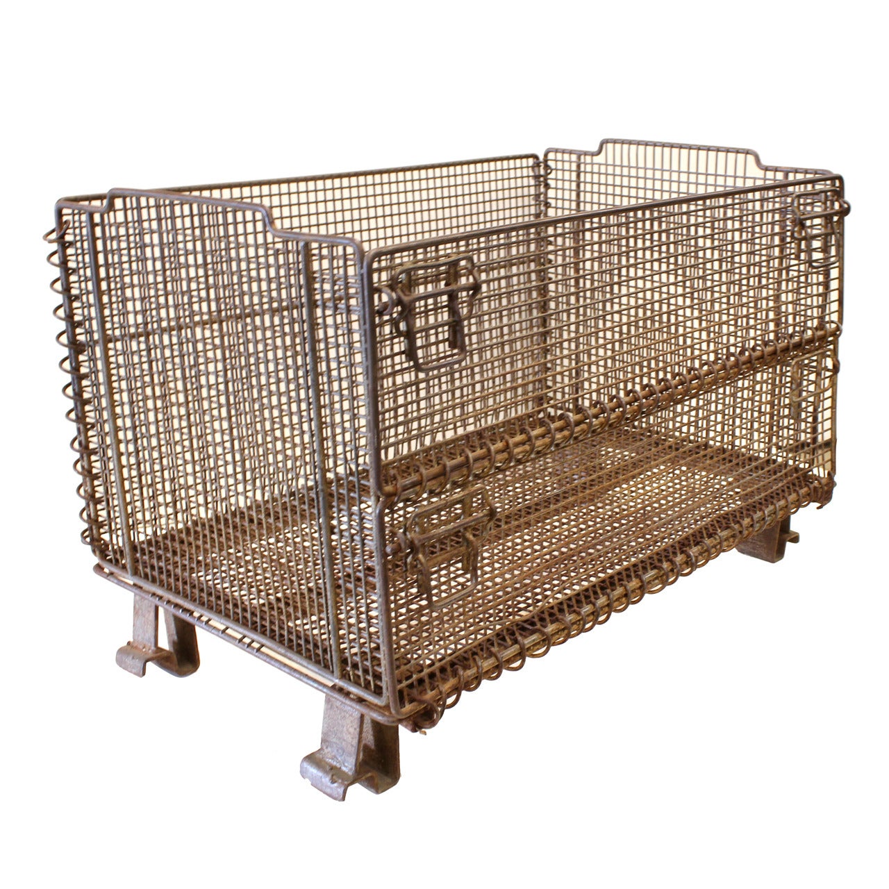 Large Original American Industrial Collapsible Wire Baskets For Sale