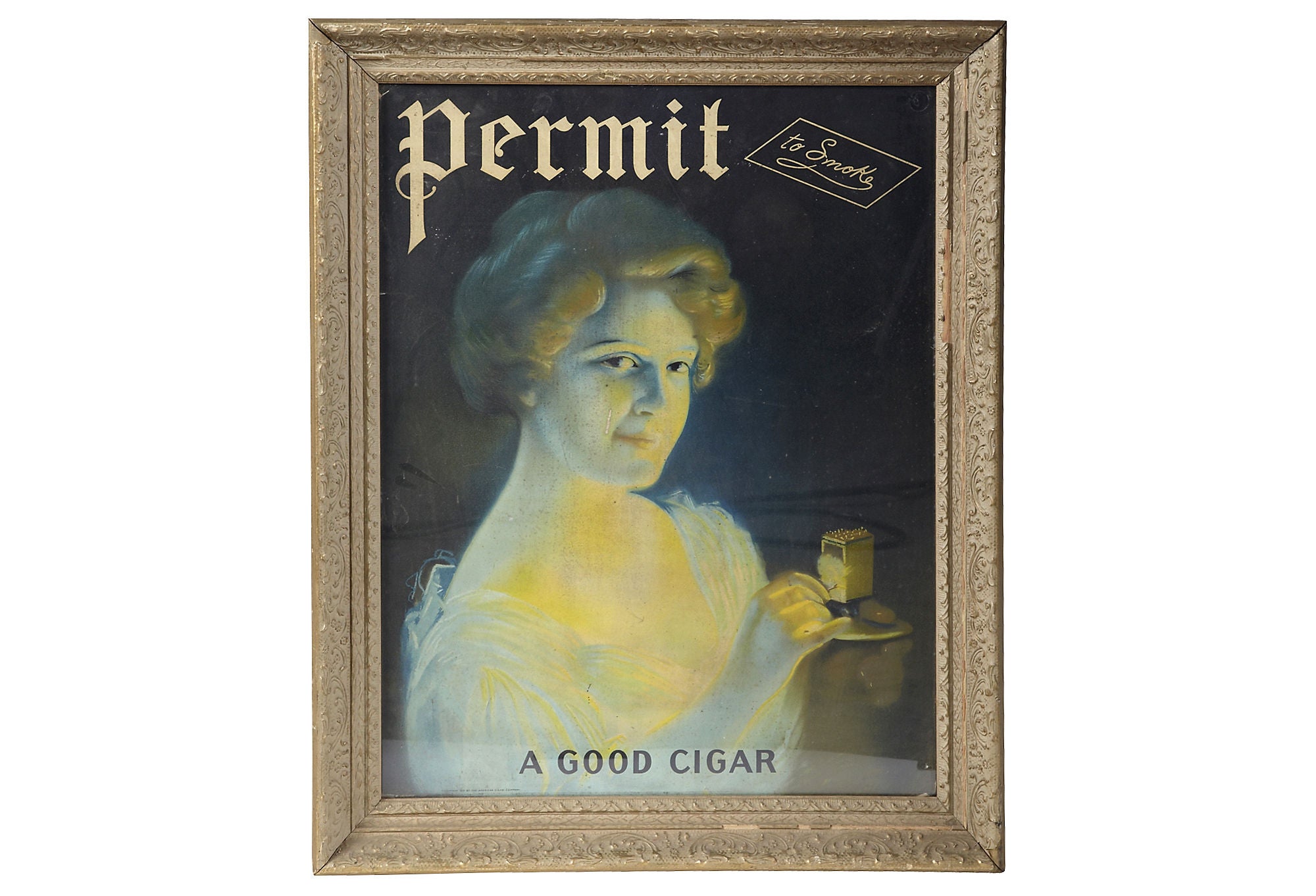 1900's " Permit To Smoke A Good Cigar " Poster For Sale